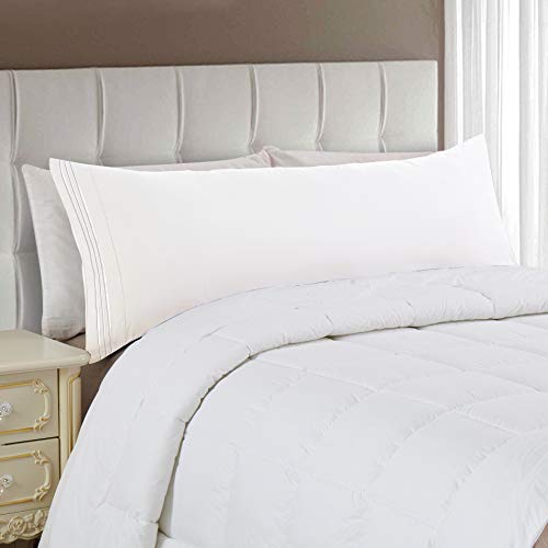Elegant Comfort Luxury Ultra-Soft 1-Piece Body Pillowcase - 1500 Premium Hotel Quality Microfiber Double Brushed - Wrinkle Resistant, Body Pillowcase Size, White