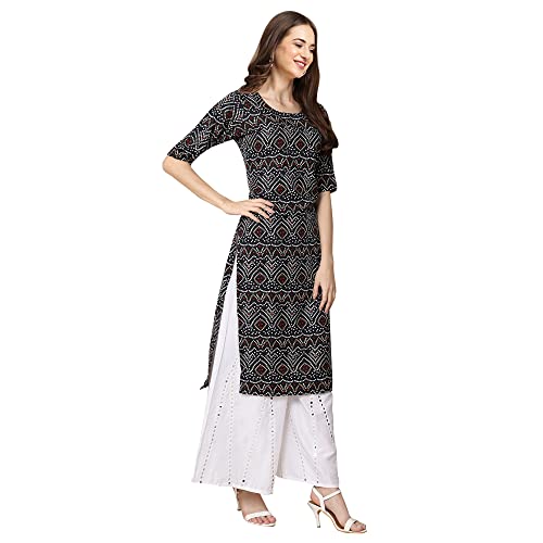 Image of Pinkmint Women's Crepe Grey Color Floral Printed Straight Kurti[NB-530357]