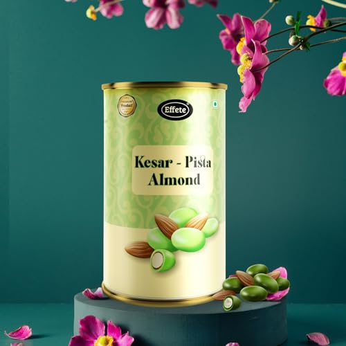 Image of Effete Choco Coated Kesar pista Chocolate Almond Can - 96gm, Chocolaty Dryfruits, Chocolicious Almonds, Dryfruits chocolates packet, chocolates gift pack, chocolate box, chocolates gift hemper