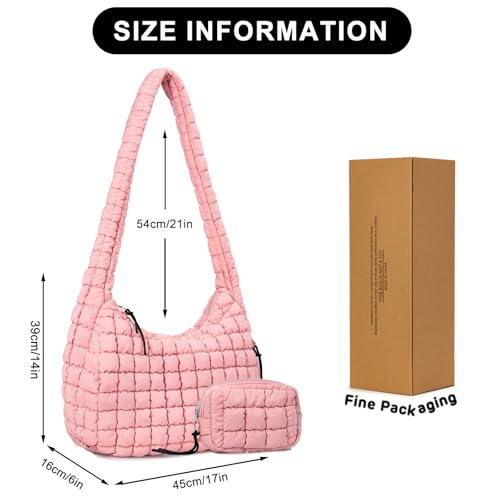 Image of GASSDA Puffer Tote Bag for Women Large Quilted Puffy Lightweight Carryall Crossbody Tote Bag for Women