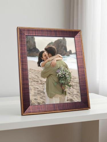 Image of GOLDEN PEACOCK 6x8 Inch Photo Frame - Antique Brown & Gold Finish | Vintage Decorative Tabletop & Wall Hanging Picture Frame for Home, Living Room & Gifting