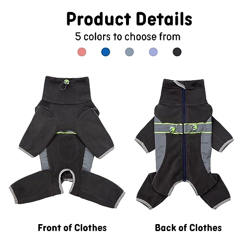 BT Bear Fleece Coat for Dogs,4-Legs Full Body Jacket with D Ring,Adjustable Jumpsuit Zipper Closure,Warm Winter Clothes Cold Weather Coats for Small Medium Dogs(M,Grey) - Image 2