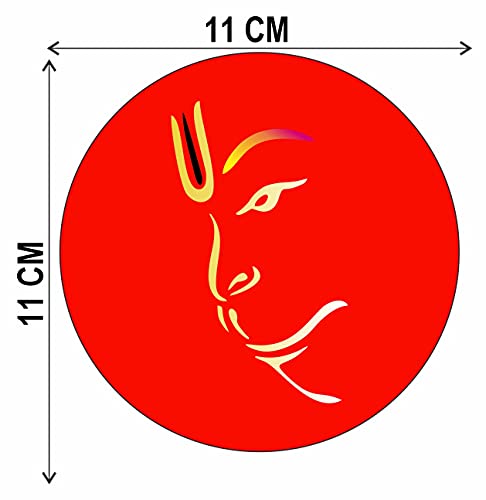 Image of CVANU Hanuman Red Peaceful Stylish Look Sticker for Scooty, Bike- All Two Wheeler Vehicle Vinyl Decal Size (11cm X 11cm) Multicolor)