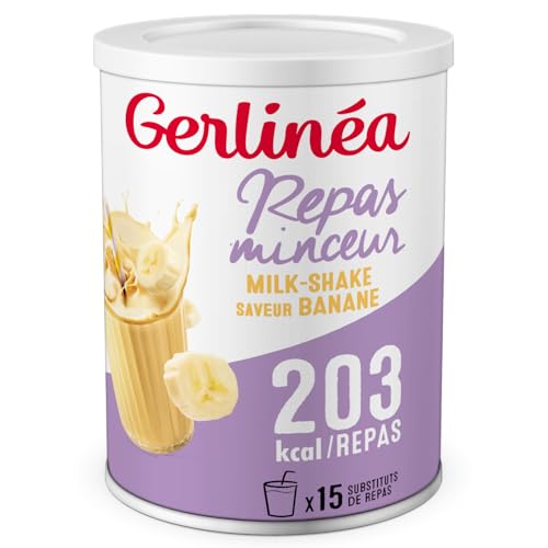 GERLINÉA – Boisson Milkshake Banane – Substitut de Repas Minceur Riche en Protéines – 13 Vitamines & 10 Minéraux – Faible en Graisses Saturées –...