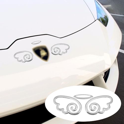 Image of 4 Pcs 3D PVC Angel Wings Car Decals, Self-Adhesive Angel Wing Car Sticker for Car Decoration Car Window (Sliver)