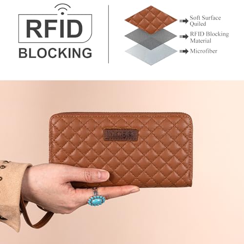 montana west x wrangler large quilted wallet for women with a detachable wristlet amp rfid lining