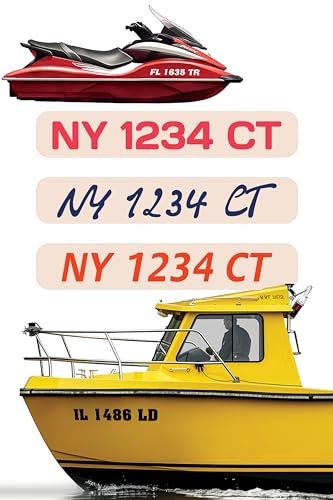 2 Pack Custom Boat Registration Numbers & Letters - Boat Lettering Vinyl Decals - Waterproof and Weatheproof Personalized Jet Ski Boat Decals - Marine Graphics Sticker Pair Boat Numbers