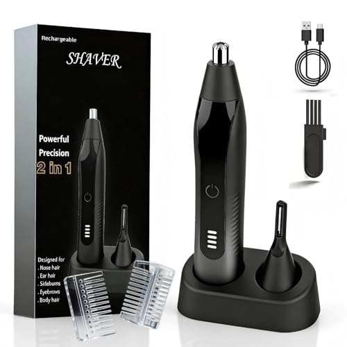 Alinsea Ear and Nose Hair Trimmer for Men, 2025 Professional Painless USB Rechargeable Eyebrow & Facial Electric Hair Trimmer for Men Women, Powerful Motor, Dual Edge Blades