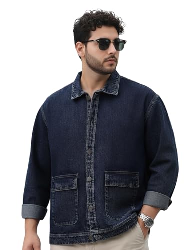 Image of Urbano Plus Men's Relaxed Fit Full Sleeve Utility Denim Jacket