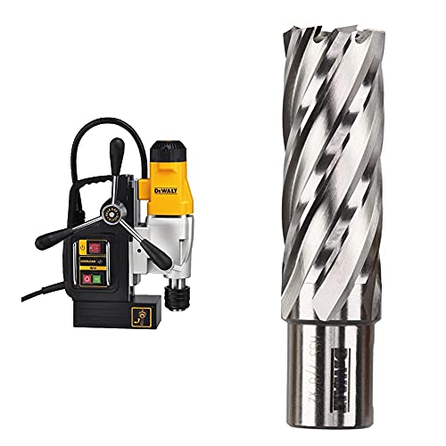 Image of DEWALT Drill Press, 2-Speed, Magnetic, 2-Inch with 7/8" X 2" HSS ANNULAR CUTTER 3/4" WELDON (DWE1622K & DWAC02014)