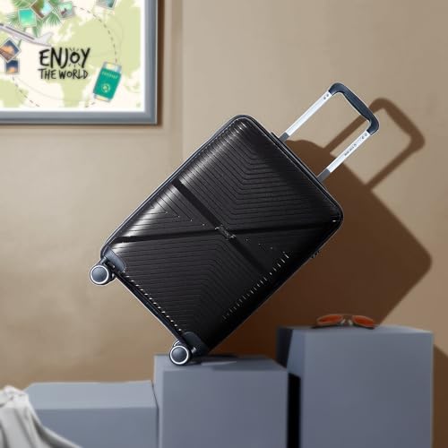 Image of Stony Brook Nasher Miles Axis 55 Cm 20 Inch Polypropylene Hard-Sided 4 Wheels Spinner Cabin Luggage Trolley Bag (Black)