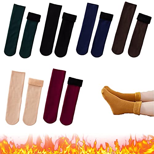 6 Pairs/12 Pairs Velvet Winter Thermal Socks Snuggly Velvet Winter Thermal Socks Thickening Winter Soft Velvet Snow Sock (6 Pairs)