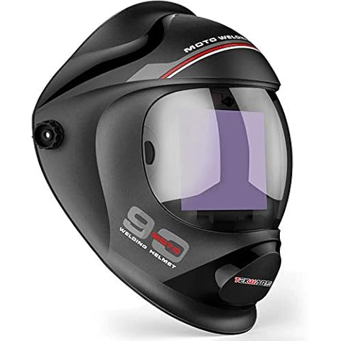 TEKWARE Ultra Large Viewing Screen True Color Solar Power Auto Darkening Welding Helmet, Hemispherical 4C lense, 4 Arc Sensor Wide Shade 4~5/9-9/13 for TIG MIG Arc Weld Grinding Welder Mask Cover