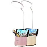 Miady 2-Pack LED Desk Lamp with Pen & Phone Holder and Makeup Mirror,Battery Operated Desk Lamp...