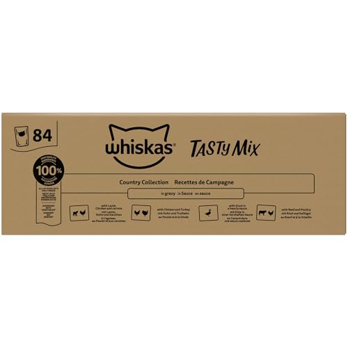WHISKAS Repas pour Chat - 84 Sachets Fraîcheur de 85g - Pâtée pour Chat Adulte en Sauce - Tasty...