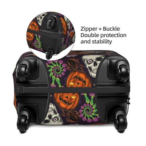 Halloween With Skull For Travel Luggage Cover Suitcase Protector Fits 18-32 Inch Travel Luggage Protector Elastic Luggage Anti-Scratch Suitcase Cover2