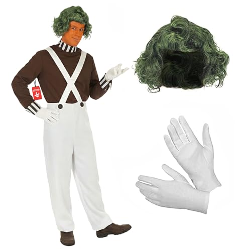 fun shack Mens Chocolate Factory Worker Costume, Chocolate Factory Costume, Candy Costume Adult Men, Halloween Costumes for Men - Small