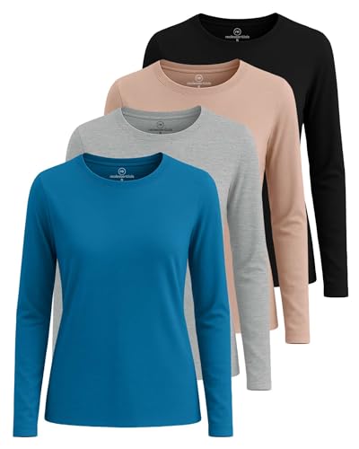 Real Essentials 4 Pack: Women's Cotton Classic-Fit Long-Sleeve