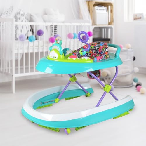 Creative Baby Remix 2 in 1 Walker - Round Walker for Baby with Electronic and Sensory Toys and Machine-Washable Pad - 2 Modes, 3 Position Height Adjustment, Sit-in and Walk-Behind - Baby Training