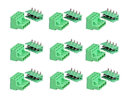 Samidea 9Pairs 4Pole 5.08Mm Plug Type Pitch Pcb Mount Screw Terminal Block Kit With Right Angle Pin, Ac 300V 15A(Iec)/10A(Ul) #TOP5