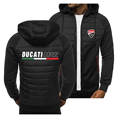Mens Fleece Jackets Full Zip with Hood for DUC-ATI Hoodies Zip Casual Long Sleeve Pullover Sweatshirt Spring Autumn ​Tracksuit Top (Color:B,Size:M) Cover