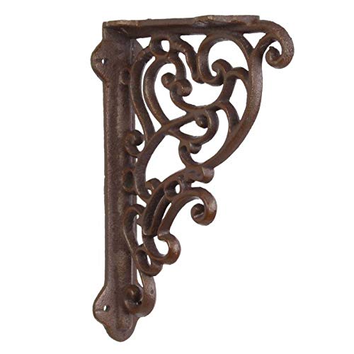 L'Héritier Du Temps Equerre Credence Etagere Potence Murale Suspension en Fonte Patinée Marron Support 5x18x24cm