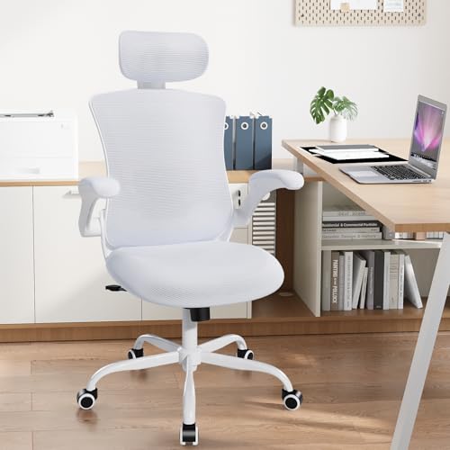 COLAMY Bürostuhl Mesh Computer Stuhl mit Verstellbarer Kopfstütze und Lendenwirbelstütze, Schreibtisch Ergonomischer Arbeitsstuhl mit hochklappbarer Armlehne, 140° Wippfunktion, Weiß COLAMY Bürostuhl Mesh Computer Stuhl mit Verstellbarer Kopfstütze und Lendenwirbelstütze, Schreibtisch Ergonomischer Arbeitsstuhl mit hochklappbarer Armlehne, 140° Wippfunktion, Weiß