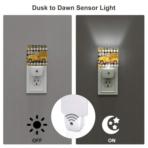 Image of Sunflower Gnome Trucks LED Plug-in Night Lamp Set of 2 for Bedroom