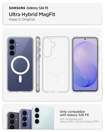 Image of Spigen Ultra Hybrid MagFit Case for Samsung Galaxy S26 FE, Clear White