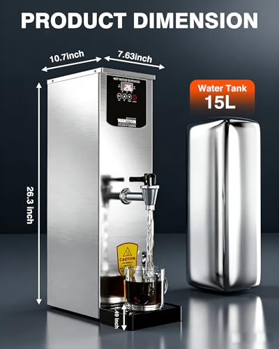 Image of WantJoin Hot Water Dispenser - Commercial Water Boiler 35L(9.2 GAL) /H Step-Heating Adjustable Temperature Control 32F - 212F for Coffee Boba Tea Shop Office, Silver
