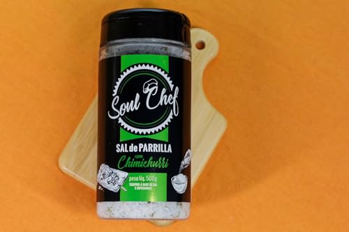 Soul Chef Parrilla Salt With Chimichurri For BBQ - Sal de Parrilla Com Chimichurri Para Churrasco - Imported from Brazil - Delicious Flavor - Ideal On BBQ Steaks, Burgers, Pork and Chicken.