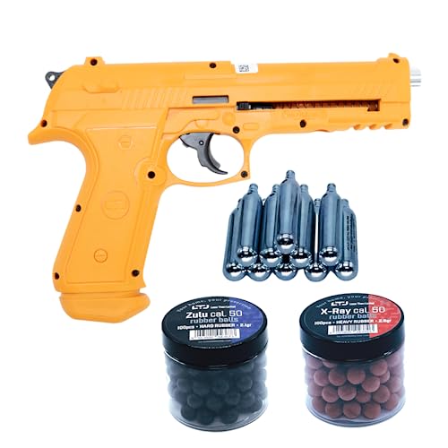 Image of LTL Alfa 1.50 Orange Full Power Air Gun | Non Lethal Defense Training and Self Defense Weapon | Pepper Balls and Rubber Ball Gun | 18 Joules, 500 fts .50 Caliber | Includes 2.1G and 2.6G Rubber Balls