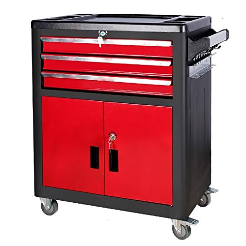 Tool Trolley Auto Repair Tool Cart Tool Cabinet Bmetal Cabinet Multifunction Tool Cart Drawer-type Workshop Hardware Box (Color : Red, Size : 69x43x85cm)