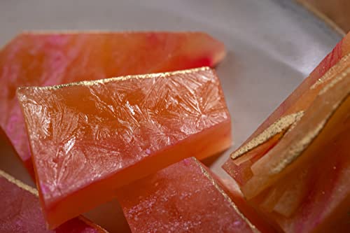 Silky Gem - Edible Crystal Candy, 8-10 Clusters, Peach Flavored Moonstone, Kohakutou, Edible Gem, Vegan, Gluten Free, ASMR