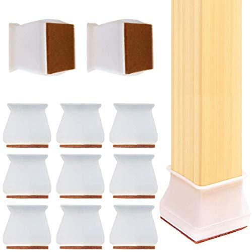 BienBien Silicone Chaise Casquettes Pieds Tampons, 16pcs Anti-Rayures Mobilier Table Couvre Protège-Jambes pour 35-40mm Carrés de Jambes Cover