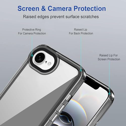 Image of Zapcase Back Case Cover for iPhone 16e | Compatible for iPhone 16e Back Cover | Case Cover with Camera Protection | (TPU + PC | Translucent Black)