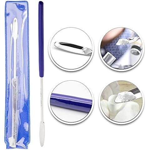 Scientific Labwares Échantillonneur de micro laboratoire en acier inoxydable avec poignée souple - Cuillère à spatule de qualité scientifique (16,5 cm) Cover