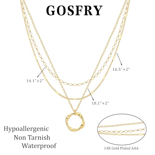 Gold Layered Necklaces for Women Necklace Stack 14 Gold Plated Hypoallergenic Non Tarnish Waterproof Lightweight Dainty Pendant Jewelry Set Trendy Gift Accessories for Women 7