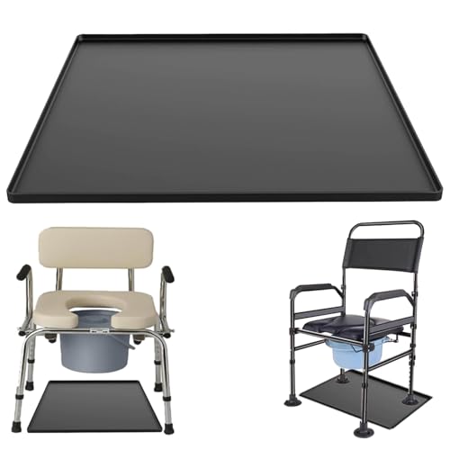 Bedside Commodes Toilet Mat for Seniors: Silicone Toilet Mats with Raised Edge Waterproof Floor Protector - Recycle Commode Toilet Pad Under Raised Toilet Seat & Adults Potty Chair