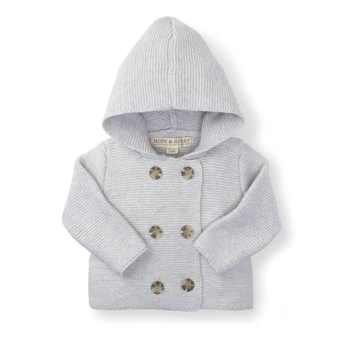 Image of Hope & Henry Layette Baby Long Sleeve Button Front Hooded Sweater