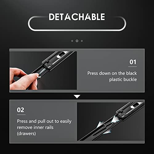 Aolisheng A4512 1 Pair Full Extension Drawer Slides Rails 8 10 12 14 16 18 20 22 24 Inch 100 Lb Load Capacity Side Mount Ball Bearing Metal Dresser Runners File Cabinet Trash Can Slider Kitchen Glides Black thumb #3
