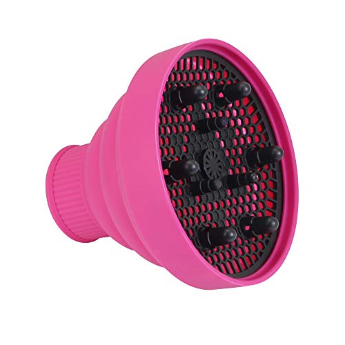IGRMVIN Difusor de Pelo Plegable Difusor para Secador Portátil Difusor Silicona para Viaje Difusor de Rizos o Pelo Ondulado Adecuado para Uso Doméstico y Peluquería (Rosado)