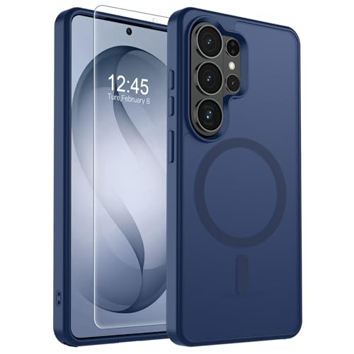 Image of SUPFINE Magnetic for Samsung Galaxy S26 Ultra Case with Screen Protector, (Built-in Magnets) (Military Grade Drop Protection) Slim Translucent Shockproof Phone Case,Sapphire Blue