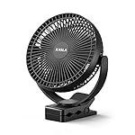 xasla 10000mAh Portable Clip on Fan, 9.8 inch* 8 inch,Rechargeable Battery Operated Fan, 24 Hours Work Time, Quiet USB Fan, 4 Speeds Personal Fan, Ideal for Outdoor Camping Golf Cart Home Office Black