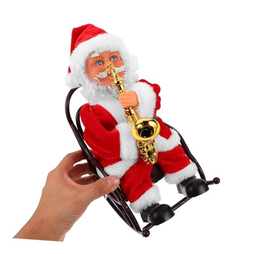 Figurine de Père Noël électrique automate musical avec saxophone interactif pour enfant