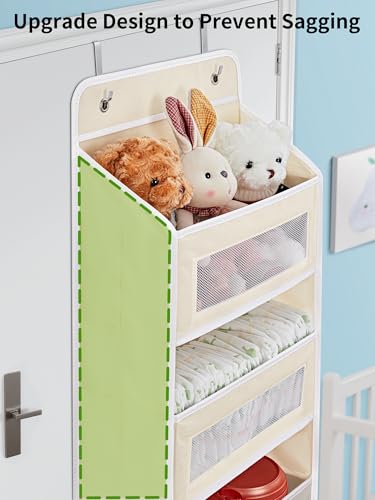 JARLINK 2 Pack Over The Door Organizer Storage, 5 Shelf Hanging Door Organizer with 5 Large Capacity Pockets, Anti Tilt 44 lb Load Behind Door Storage for Bedroom, Bathroom, Pantry, Nursery, (Beige)