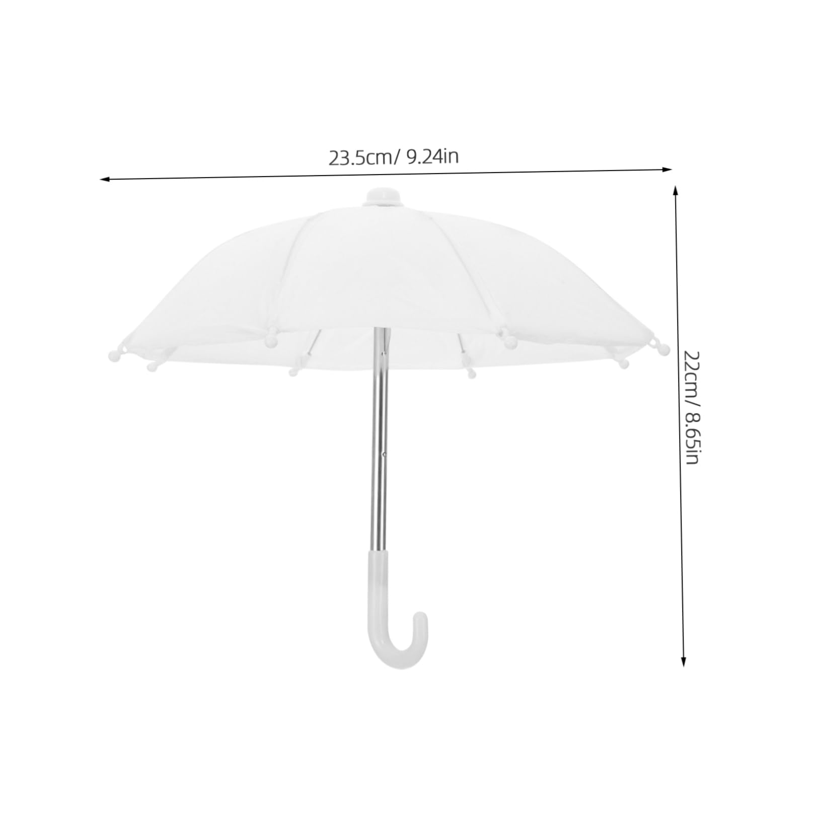 Odoria 1/12 Miniatur-Regenschirm Für Puppenhaus – Weiß, Aus Nylon & Metall, 8,5 Cm Lang