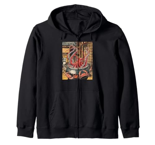 Japanese Art Octopus Kyosai Vintage Japan Artwork Zip Hoodie
