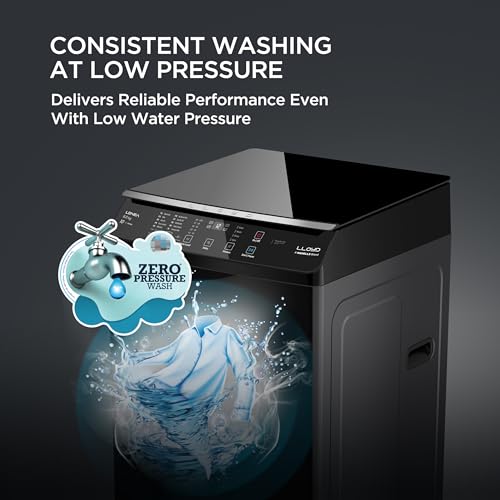 Image of Lloyd 8 kg 5 Star Fully Automatic Top Load Washing Machine I 5D Ultra Wash with Dual Detergent Case (GLWT805L50EB, Ebony Black)