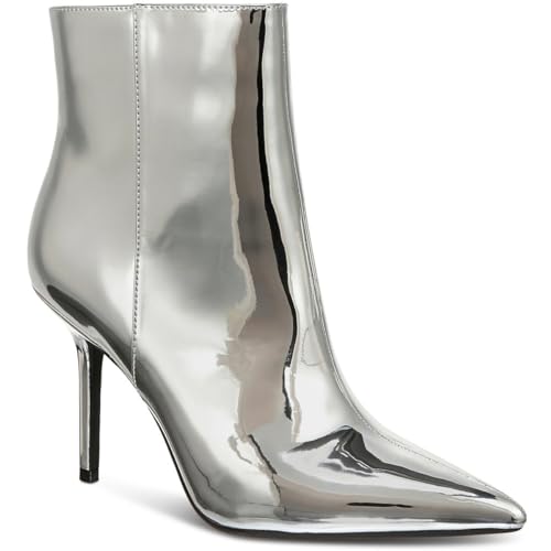 INC Womens Holand Patent Pointed Toe Booties Silver 7 Medium (B,M)